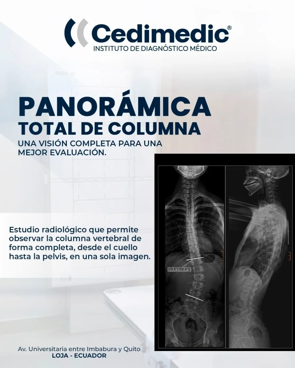 Panorámica total de columna en Cedimedic